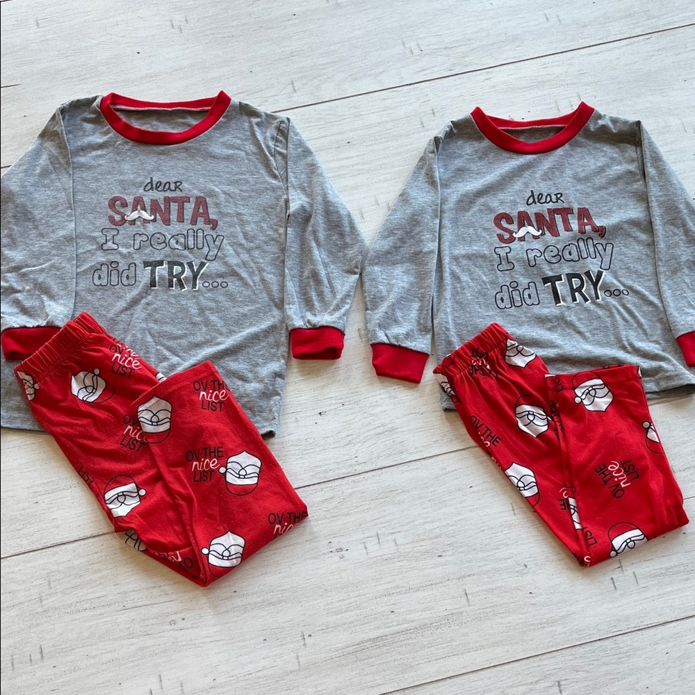 Sibling matching Christmas pajamas